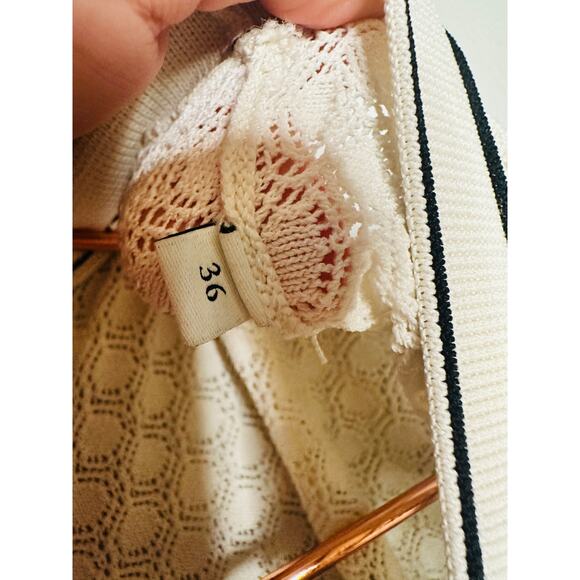 SANDRO White Black Stripes Sleevesless Metallic Buttons Molina Shirt Dress 36 - Picture 10 of 16